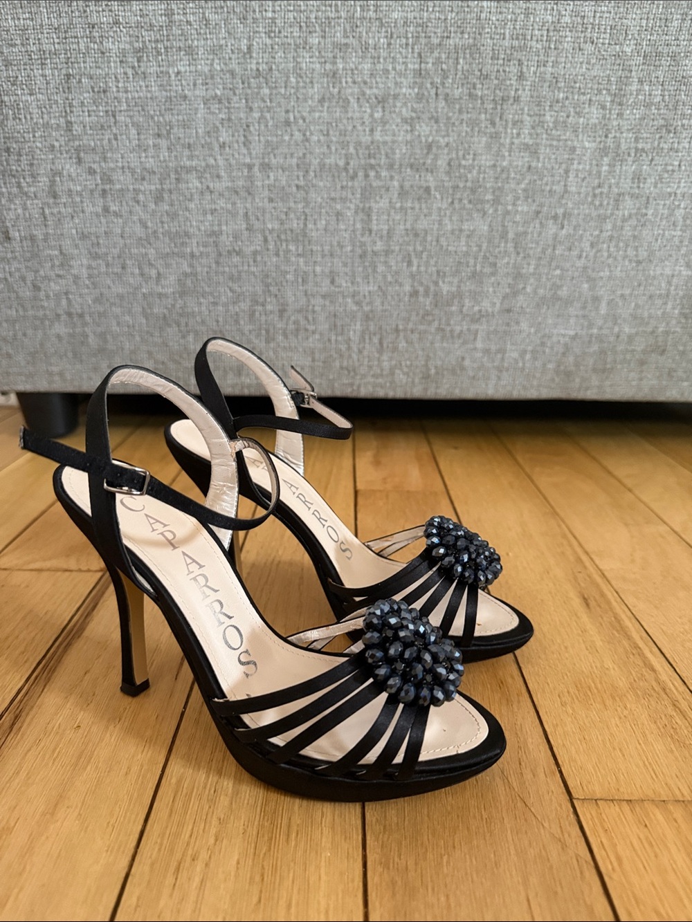 Caparros Black Beaded Strappy High Heels